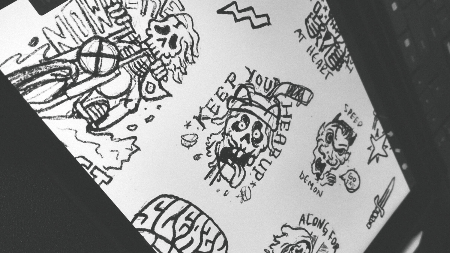 Some rough sketches while brainstorming for designs.