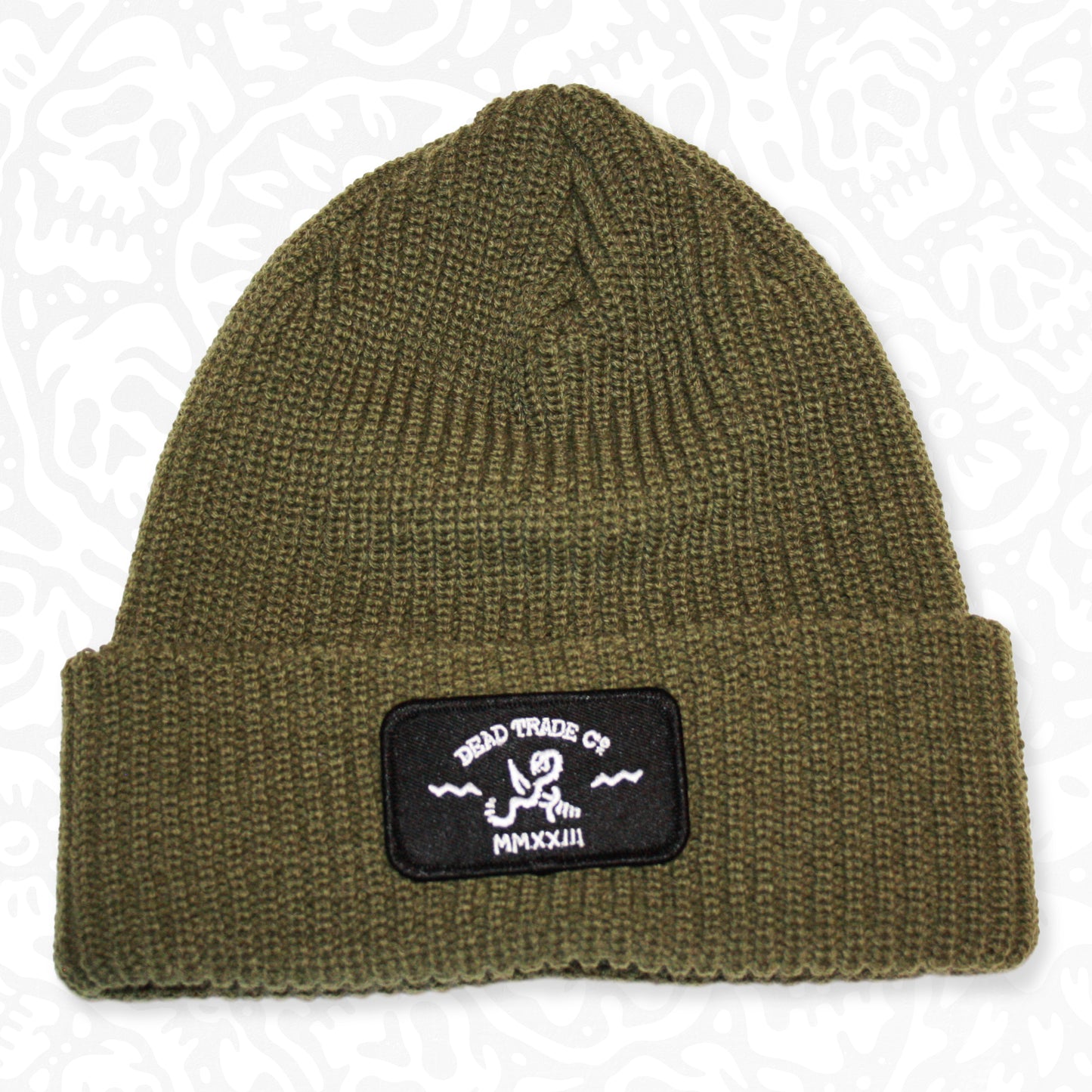 Comfortable, mid-low profile ribbed knit, made-in-Canada toque/beanie, 100% acrylic, 8" with folded cuff. Available in 7 colors. Soft, durable, with an embroidered patch on the cuff. Manufactured in Quebec, finished in Alberta, Canada.