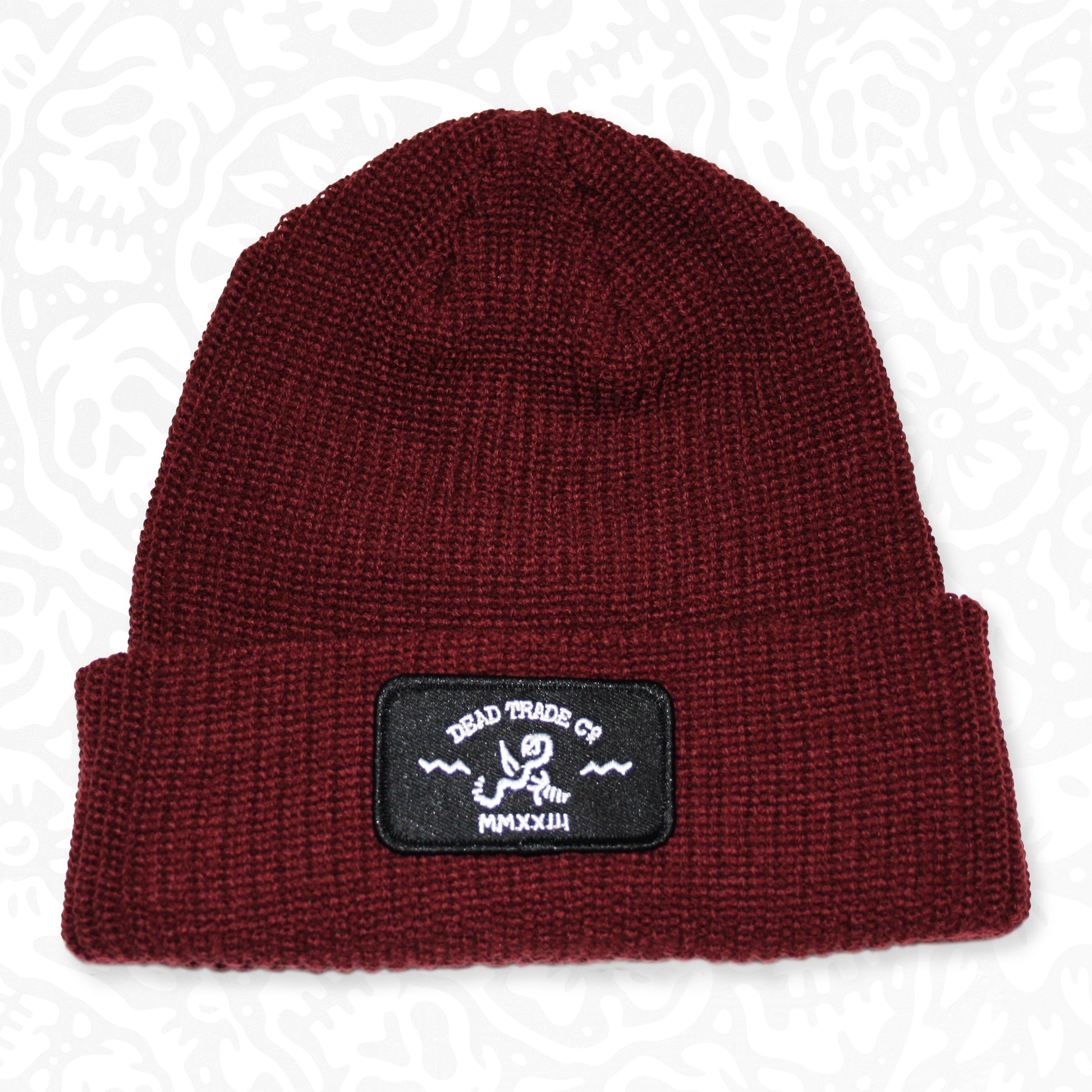 Comfortable, mid-low profile ribbed knit, made-in-Canada toque/beanie, 100% acrylic, 8" with folded cuff. Available in 7 colors. Soft, durable, with an embroidered patch on the cuff. Manufactured in Quebec, finished in Alberta, Canada.